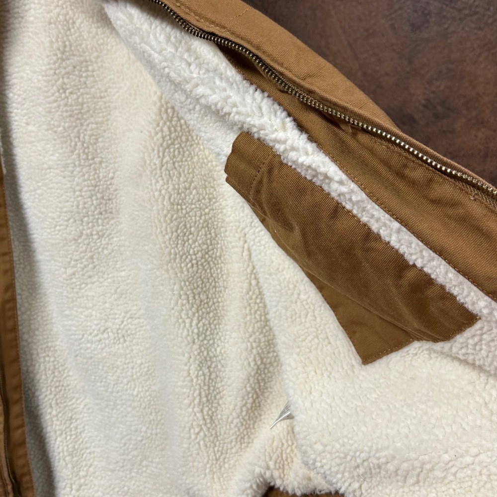 NWOT Lee Workwear Unisex Mens Large Tan Canvas Vest‎ with Sherpa Inside. Pockets - Picture 8 of 10
